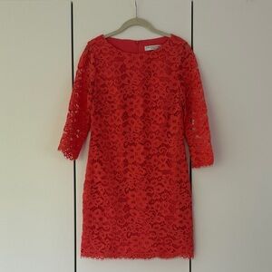 Trina Turk Coral Lace Long Sleeve Dress